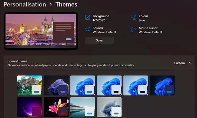 Arahan untuk menukar kertas dinding pada Windows 11
