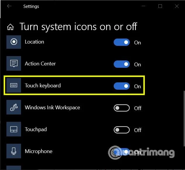 Windows 10'da Görev Çubuğundaki sanal klavye düğmesi nasıl gizlenir/gösterilir