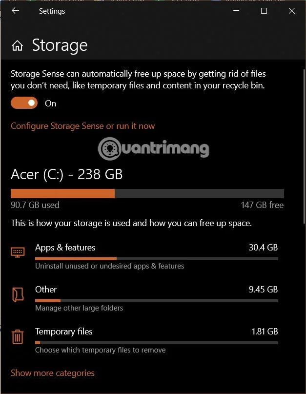 Jak sprawdzić, co zajmuje dużo miejsca w systemie Windows 10
