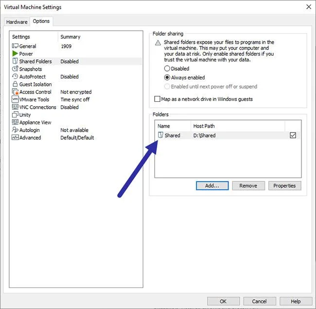 VMware paylaşımlı klasörü nasıl oluşturulur