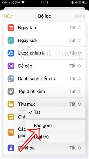 Cara menggunakan folder pintar dalam Nota iPhone