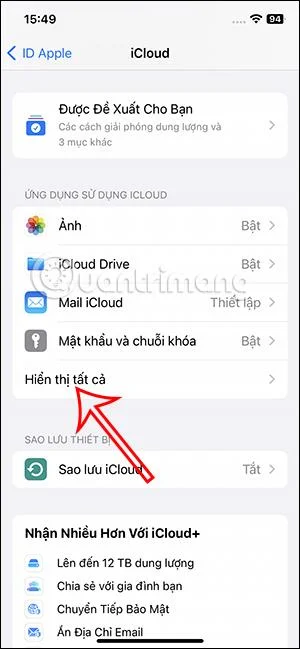 Arahan untuk menyegerakkan mesej ke iCloud pada iPhone
