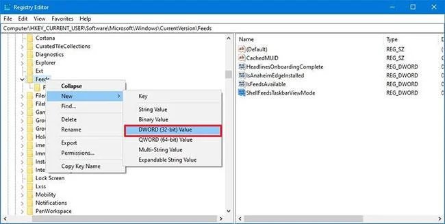 Cara menghidupkan/mematikan Berita dan Minat pada Windows 10