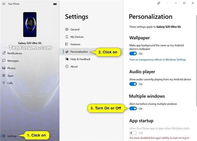 Bagaimana untuk mendayakan/lumpuhkan pilihan untuk bertanya sebelum menutup berbilang tetingkap dalam Telefon Anda pada Windows 10 PC