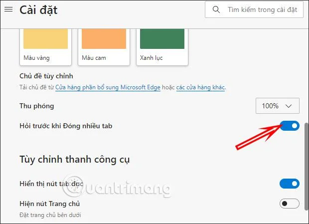 Attivazione della notifica di chiusura schede
