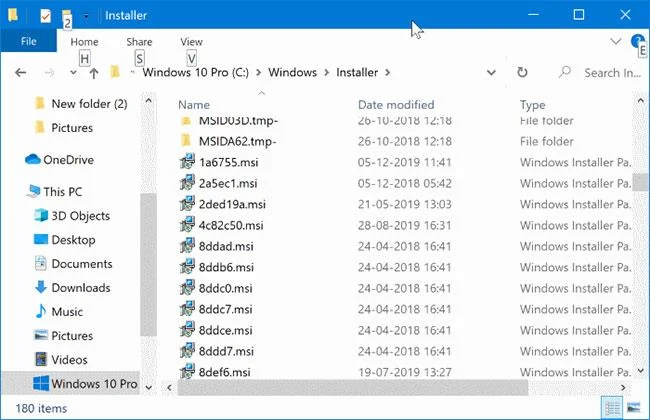 Est-il sûr de supprimer des fichiers du dossier Windows\Installer dans Windows 10 ?