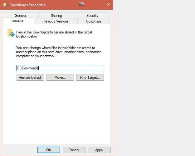 Windows'ta varsayılan İndirme yolu nasıl değiştirilir?