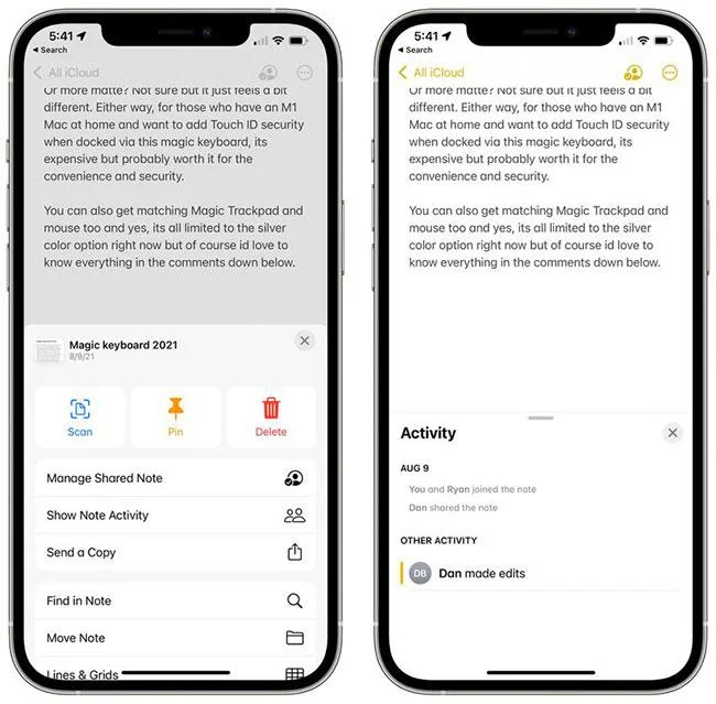 Perkara baharu dalam apl Nota dan Peringatan pada iOS 15