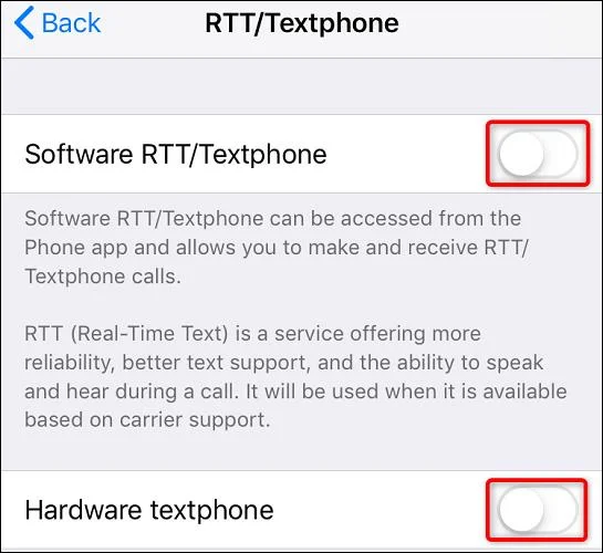 Bagaimana untuk mematikan ciri RTT pada iPhone