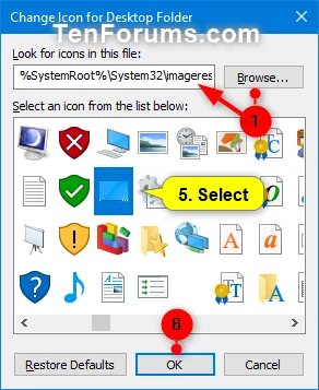 Windows'ta Masaüstü klasörü simgeleri nasıl değiştirilir veya geri yüklenir