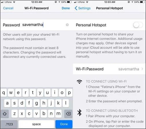Cómo cambiar la contraseña de WiFi (punto de acceso WiFi) en iPhone
