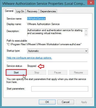 Instructies voor het oplossen van de fout 'De VMware Authorization Service is niet actief'