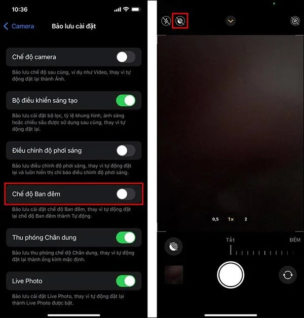 Bagaimana untuk mematikan mod malam semasa mengambil foto pada iPhone
