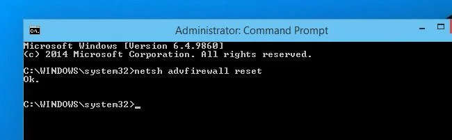 Arahan untuk menetapkan semula Peraturan Tembok Api Windows kepada keadaan lalai asal