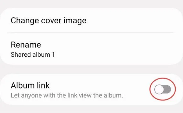 Disattivazione del link dell'album