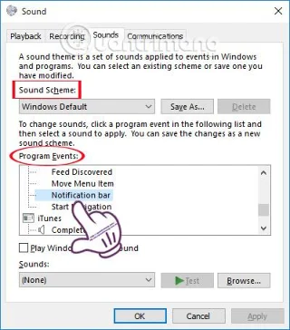 Arahan untuk mematikan atau menukar bunyi pemberitahuan Windows 10