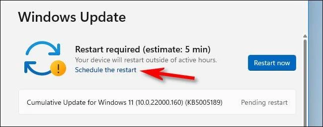 Windows 11'de Windows Update'ten güncellemeleri uygulamak için sistemin yeniden başlatılması nasıl planlanır?
