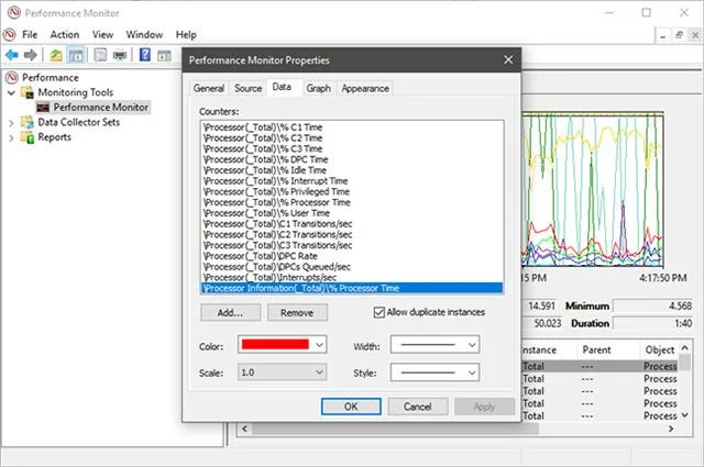 Bagaimana untuk bekerja dengan Performance Monitor dalam Windows