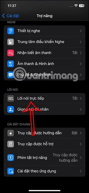 Arahan untuk menggunakan Live Speech untuk memanggil FaceTime