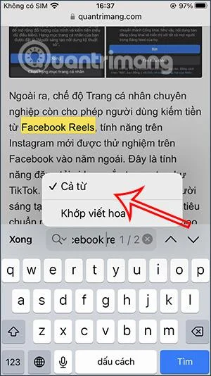 Bagaimana untuk mencari perkataan dengan cepat pada iPhone Safari
