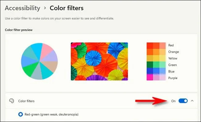 Kleurfilters gebruiken in Windows 11
