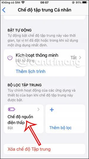 Cara menghidupkan mod Fokus iPhone kuasa rendah