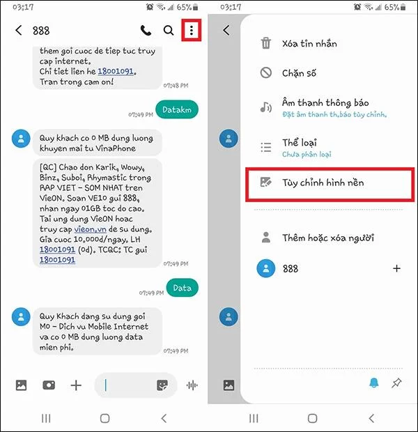 Bagaimana untuk menukar kertas dinding mesej pada telefon Samsung