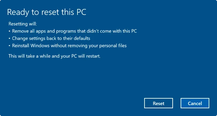 Tetapkan semula Windows 10 kepada keadaan asalnya