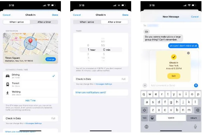 iPhone'daki Mesajlar uygulamasında Check-in özelliği nasıl kullanılır?