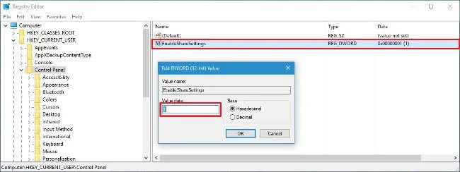Windows 10 Ayarlar uygulamasında gizli ayarlar sayfasını (Paylaş sayfası) açmak için etkinleştirin