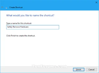 Windows 10 でハードウェアの安全な取り外しのショートカットを作成する