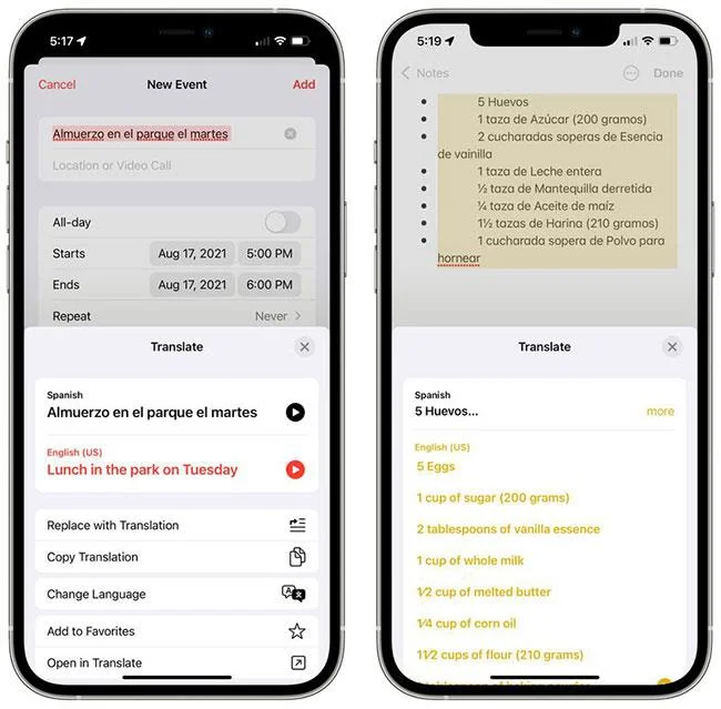 Ciri baharu dalam apl Terjemahan pada iOS 15