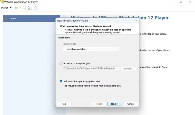 VMware Workstation 用の仮想マシン作成手順