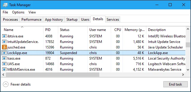 Apakah LockApp.exe pada Windows 10?