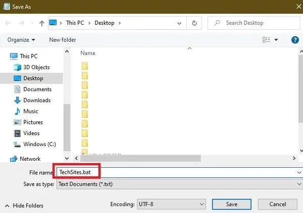 Windows 10'da birçok web sitesini hızlı bir şekilde açmak için Bat dosyaları nasıl oluşturulur?
