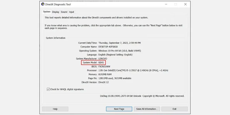 Windows dizüstü bilgisayar modeli nasıl bulunur?