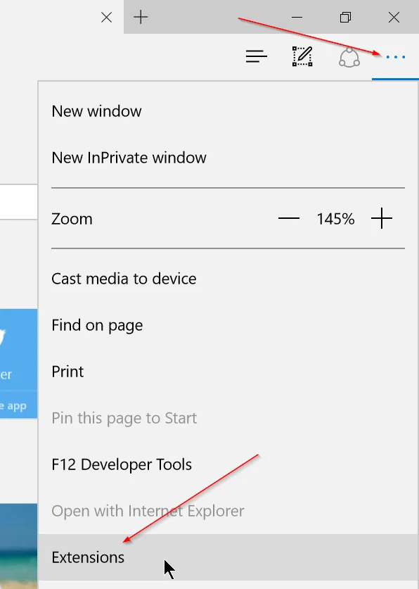 Arahan untuk memasang sambungan pada pelayar Edge Windows 10