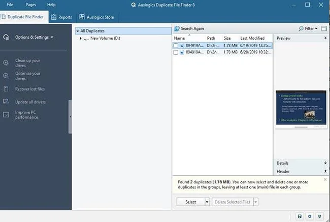 Arahan untuk mencari dan memadam fail pendua pada Windows