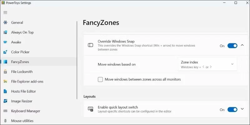 PowerToys を使用して Windows でカスタム スナップ レイアウトを作成する方法