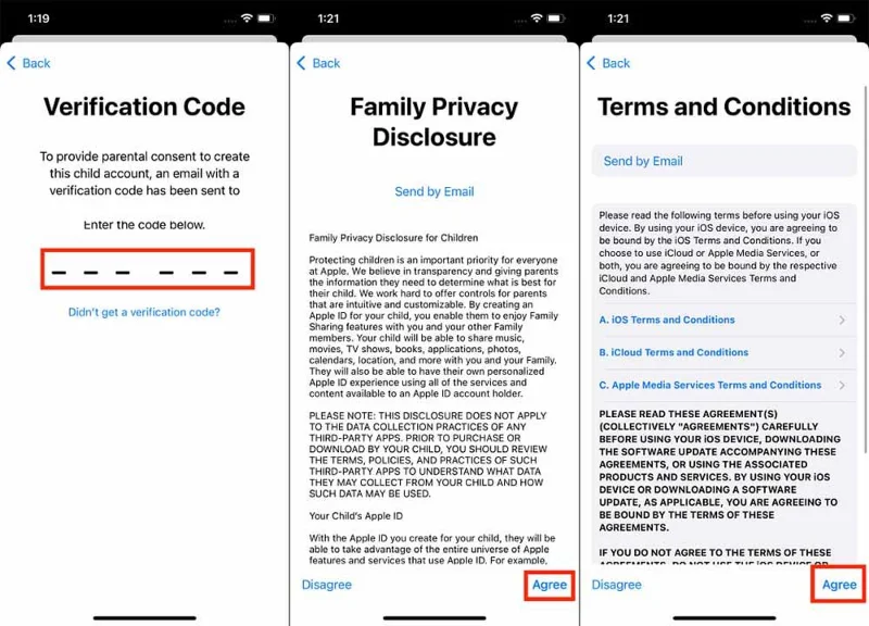 Arahan untuk membuat akaun Apple ID untuk kanak-kanak