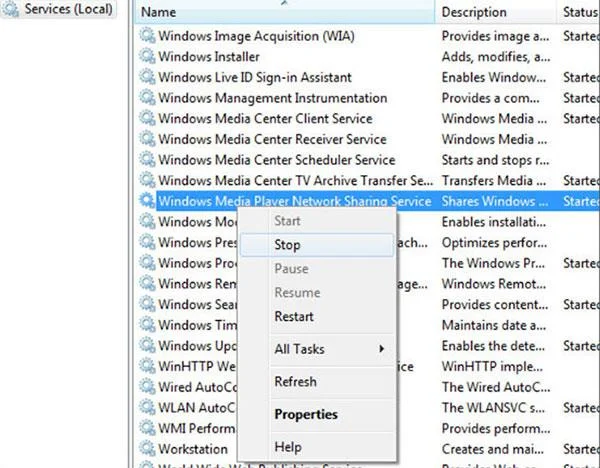 Betulkan wmpnetwk.exe penggunaan memori yang tinggi