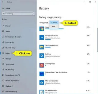 Windows 10da uygulama başına pil kullanımı nasıl yönetilir?