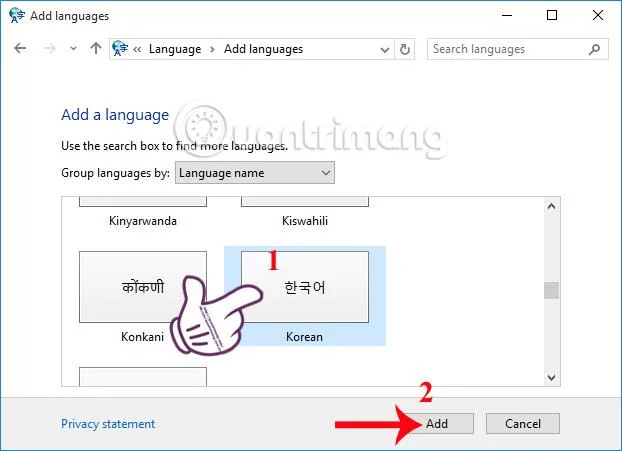 Cara memasang papan kekunci Korea untuk Windows