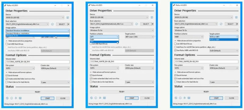 Windows 11 uitvoeren op een oude pc met Windows To Go en Rufus