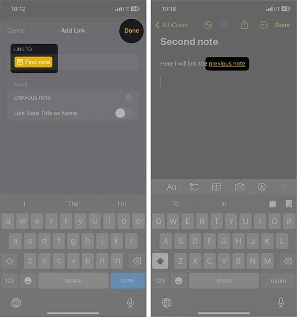 iPhoneでメモをリンクする方法
