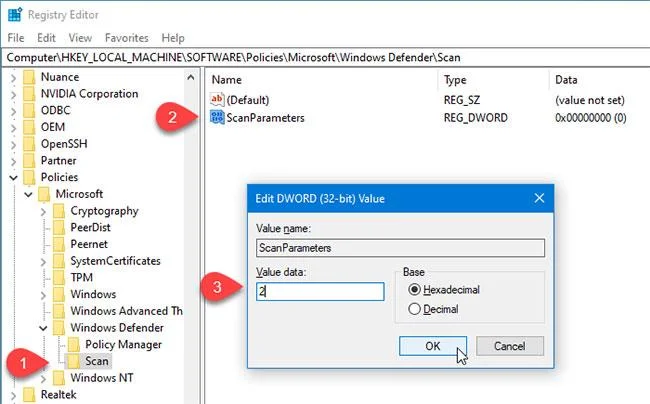 Microsoft Defender'da varsayılan zamanlanmış tarama türü nasıl değiştirilir?