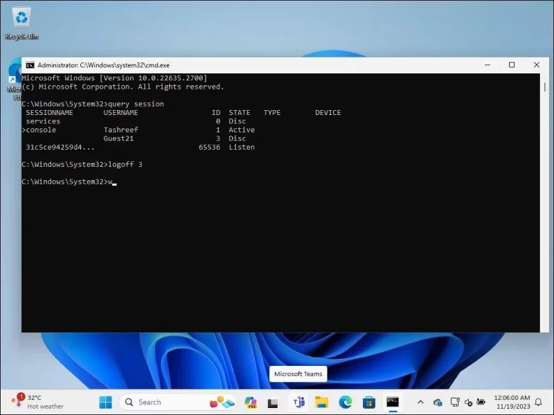 Hoe u zich afmeldt bij andere gebruikers op Windows 11