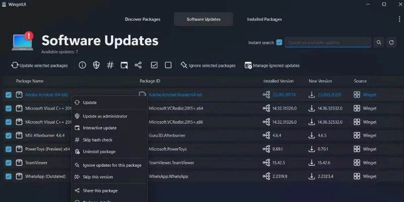 Windows 11'de WingetUI kullanılarak uygulama paketleri nasıl yönetilir?