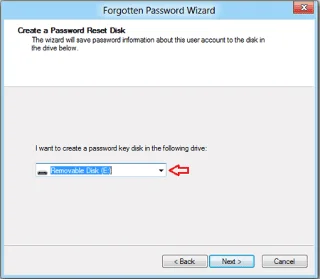 Arahan untuk mencipta Cakera Tetapan Semula Kata Laluan pada Windows 8