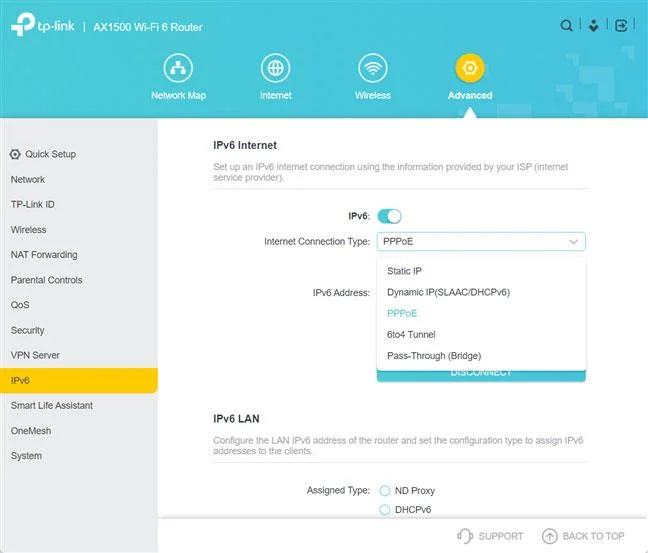 TP-Link WiFi 6 yönlendiricisinde IPv6 nasıl etkinleştirilir